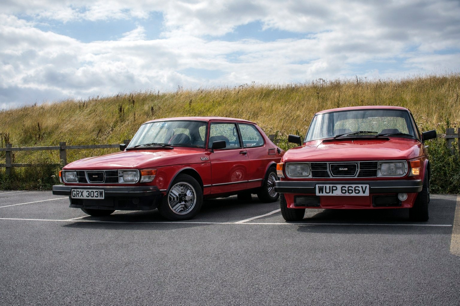 Two Saab 99 Turbos at Seaton Carew